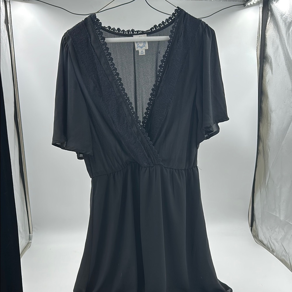 Blue Rain Black Lace-Trimmed Top dress.